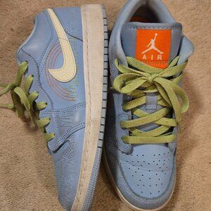 Rainbow light blue Jordan 1 low